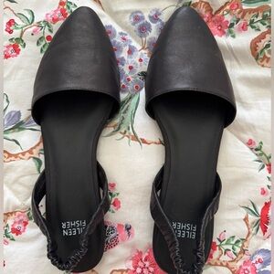 Eileen Fisher Black Leather Flats